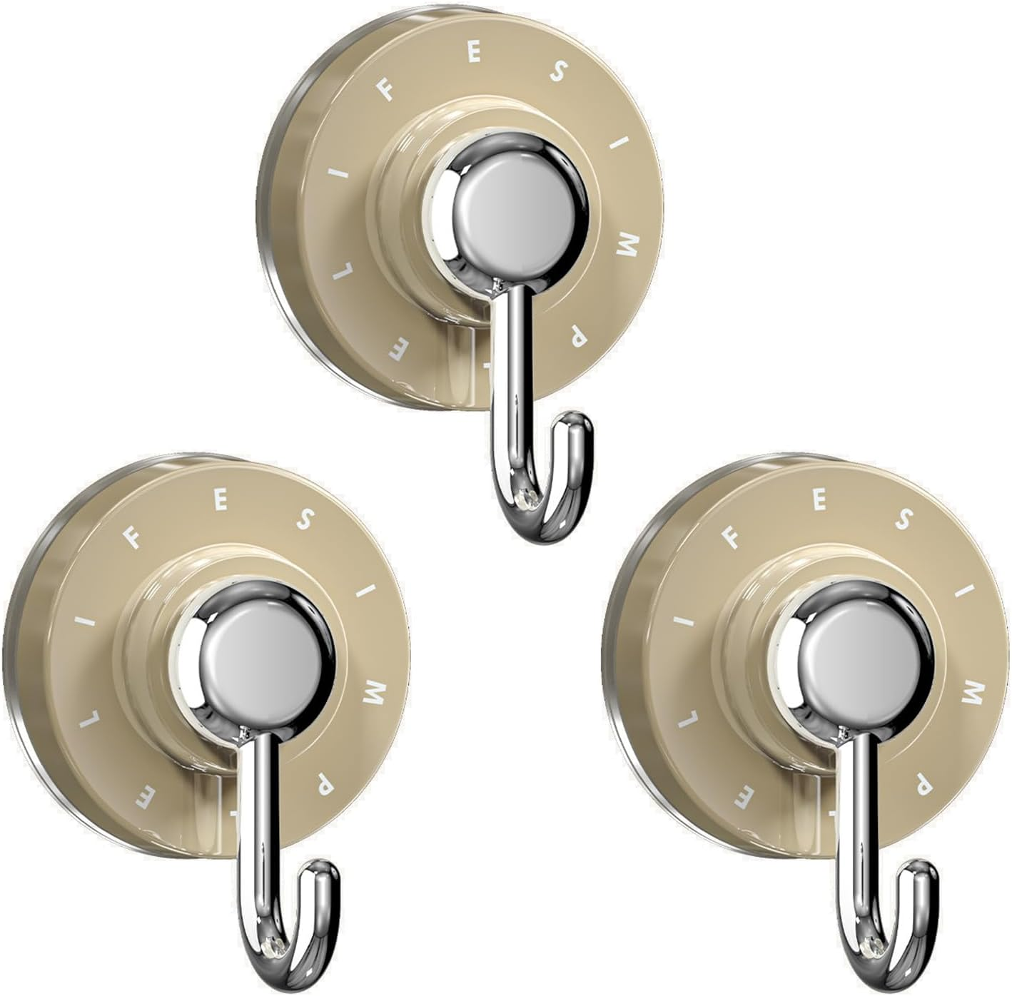 Aofly 3 Pcs Suction Cup Hooks, Key Holder Wall Mount, Door Hanger, Waterproof Wall Hooks for Shower Towel, Coat, Key, Hat, Reusable Vacuum Suction Hooks for Bathroom Kitchen (Brown)