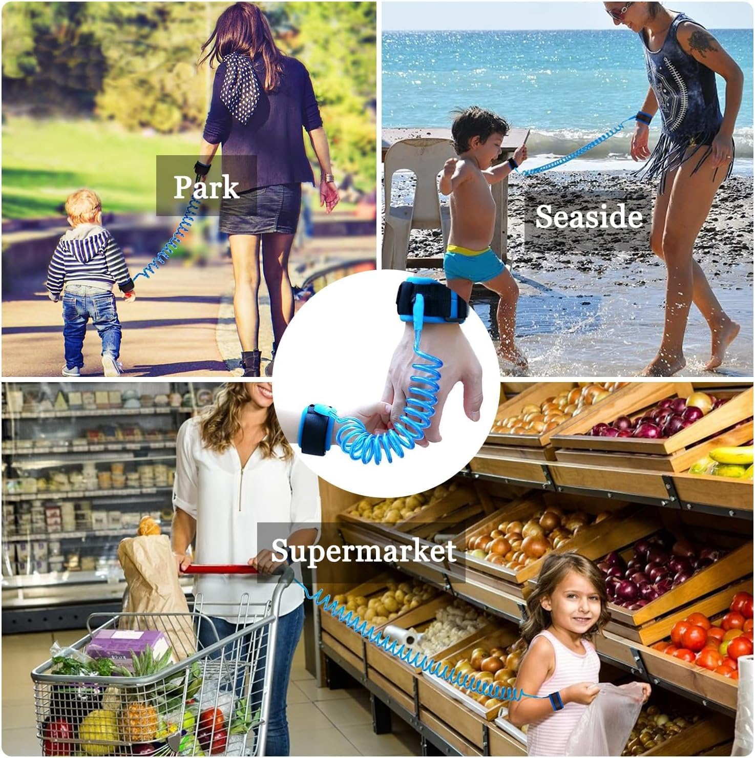 Shuoteng Anti-Lost Safety Wristband Strap Wrist Link, 1Pc Toddler Harness Walking Leash Safety Child Wristband Leashes, 360&deg; Rotation Baby Safety Harness, 2M anti Lost Wrist Link Belt for Kids, Blue image number 5