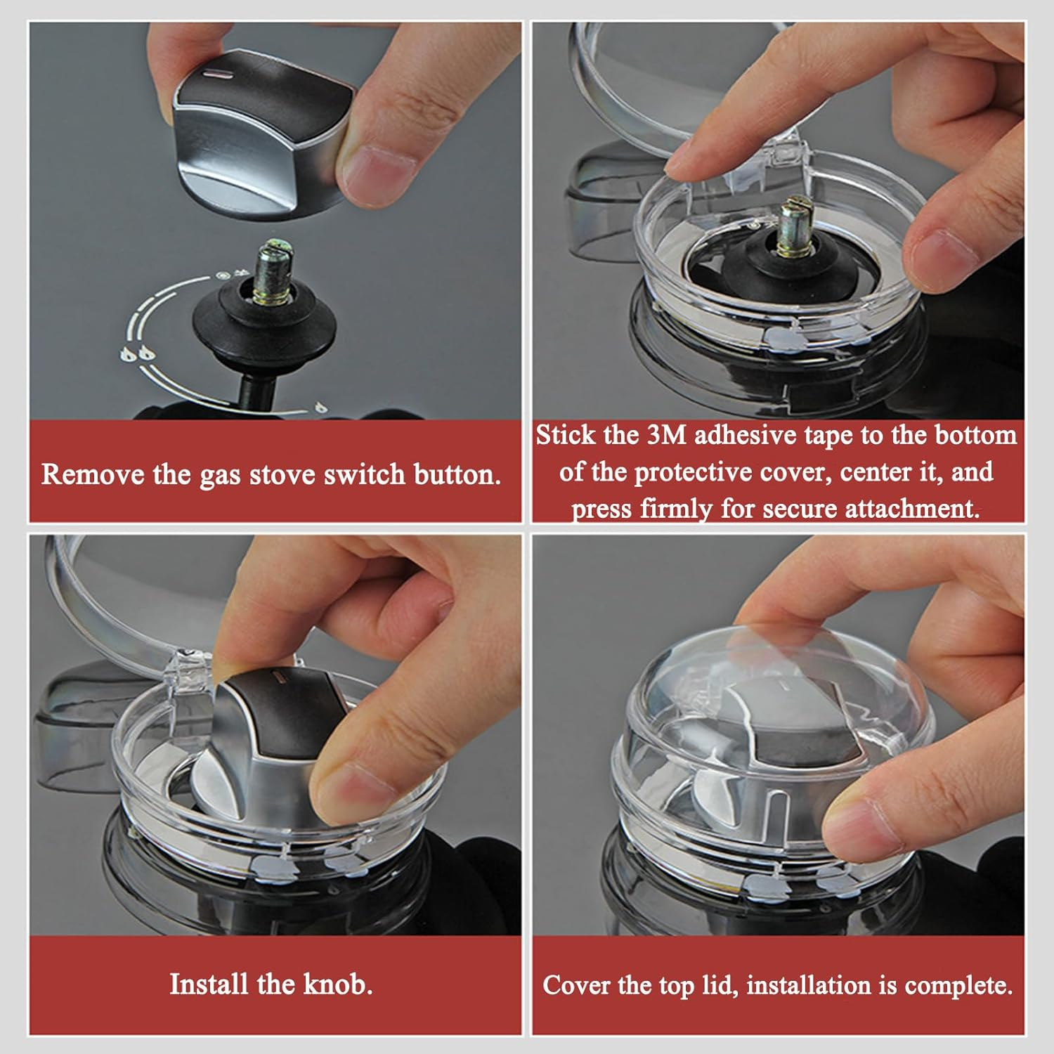 Universal Gas Knob Covers Upgraded - Gas Stove Knob Covers, Clear Child Safety Oven Knob Cover Lock Stove Protector for Kids Stove Guard (Black 6 Pieces) image number 2