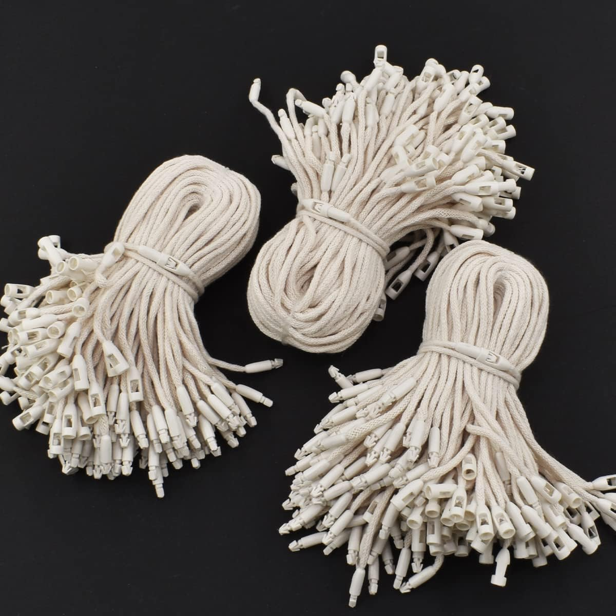 300Pcs 7.6Inch Cotton Gift Clothing Price Tag String Hang Tag String Hanging Rope Snap Lock Pin Loop Fastener Hook Ties Fast to Attach for Clothes Tags Shoes Snap Lock Luggage Label image number 4
