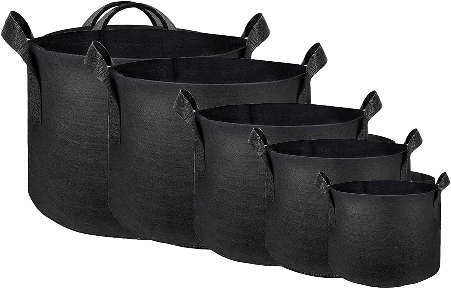 Sunstream 5-Pack 20 Gallons (76L) Heavy Duty Thickened Nonwoven Fabric Pots Grow Bags with Handles image number 2