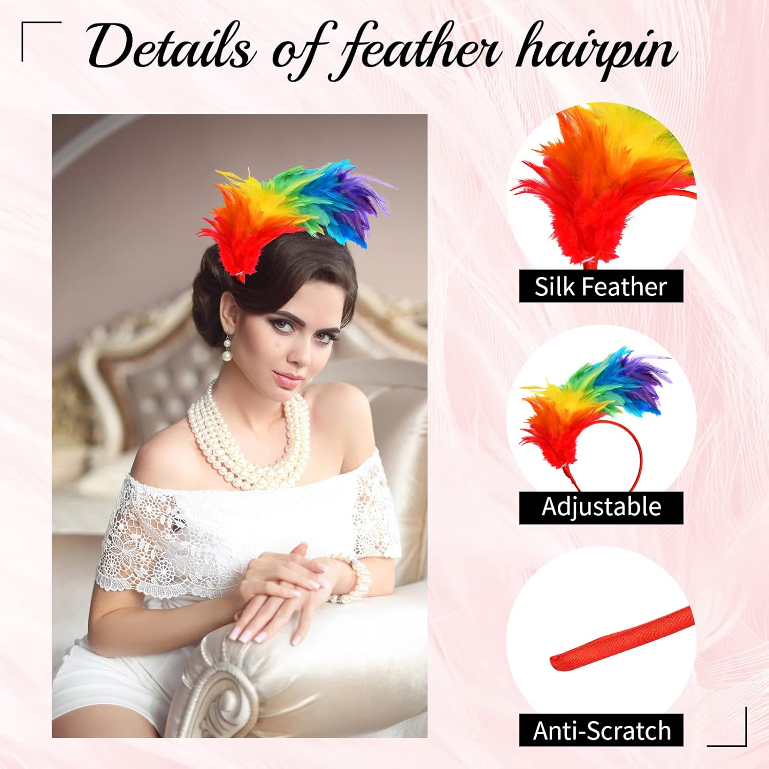 Ehuihuan Headpiece, Rainbow Hair Accessories, Festive Stage Performances, Carnival Accessories, Rainbow Headbands image number 2