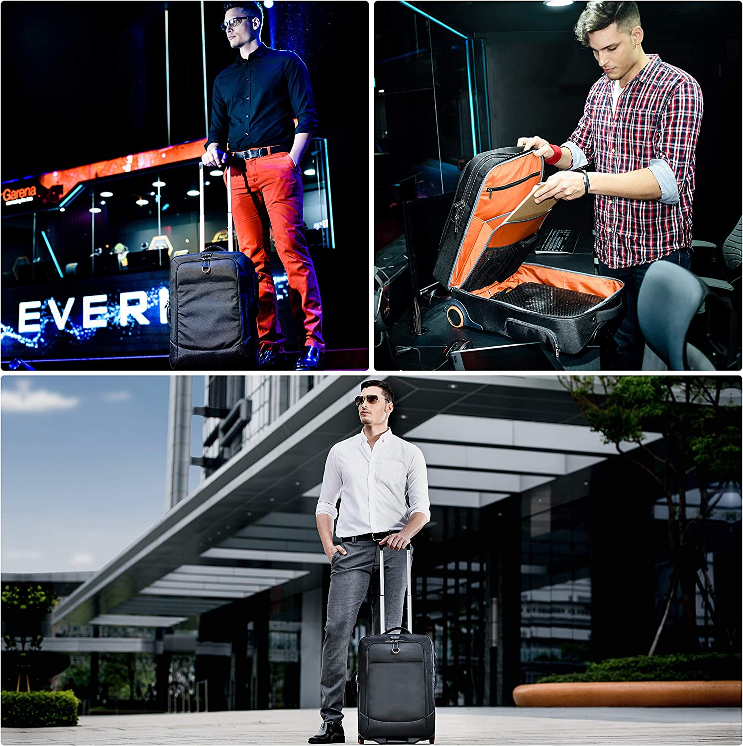 Everki Wheeled Carry-On Rolling Laptop Bag - Lightweight Trolley Bag Travel Friendly - Roller Luggage for Gamers, Rolling Bookbag for Business Travels, up to 17.3-18.4" Carry on Luggage, EKB420 Black image number 2