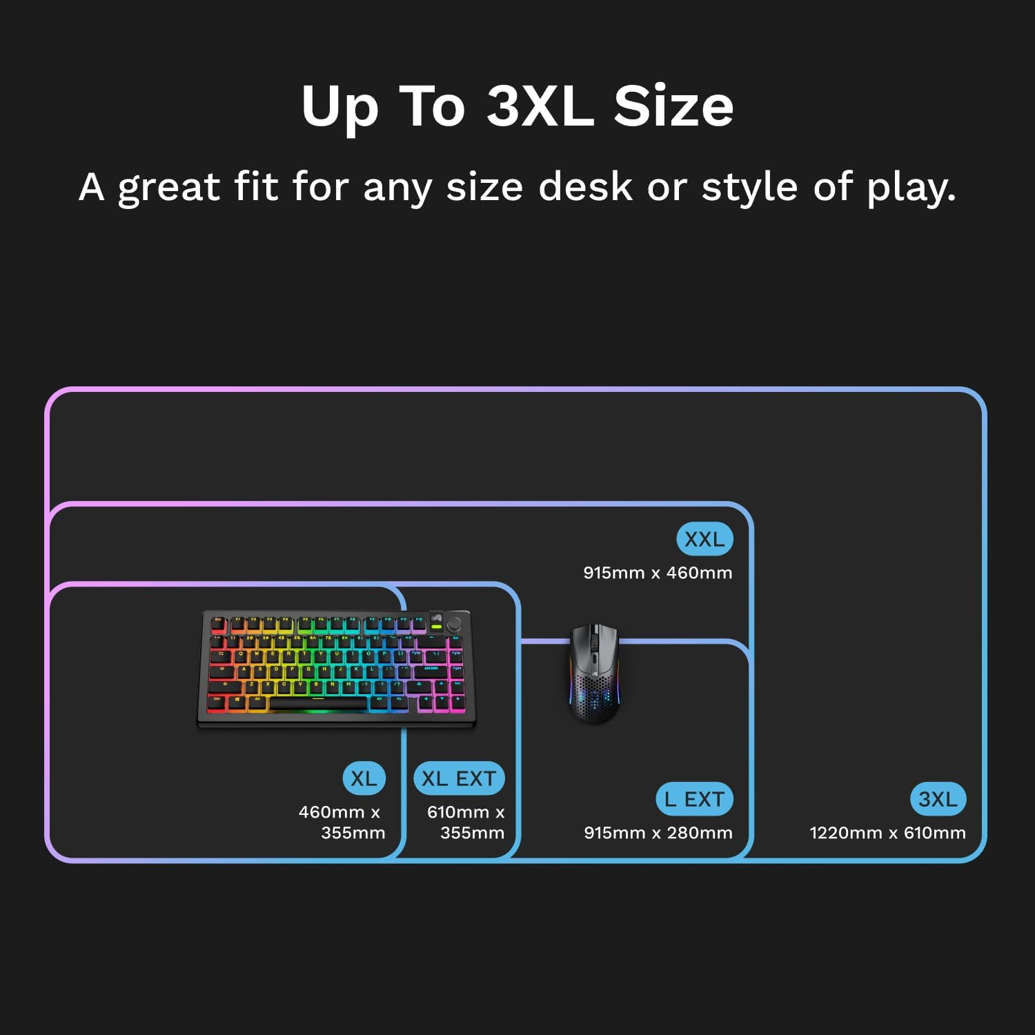Glorious Gaming Mouse Pad GMP 2 GLED - Large Extended - 2-Zone RGB Lighting, Infiniglow Stitchless Edge, Premium Cloth Surface, Grippy Rubber Base, 915Mm X 280Mm X 3Mm - Large Extended Desk Mat image number 5