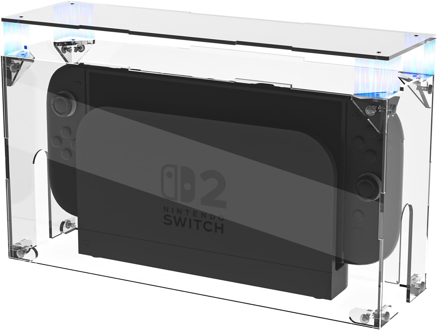 Playvital Clear Acrylic Dustproof Cover for Nintendo Switch 2 | Magnetic Ventilation Top, Tool-Free Installation, Transparent Display Box for Switch 2 Dock Mode - Transparent