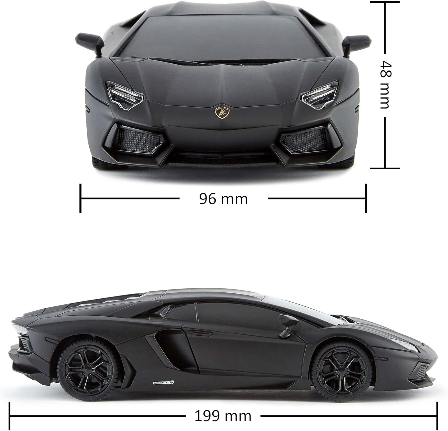 Lamborghini Aventador Official Licensed Remote Control Car with Working Lights, Radio Controlled on Road RC Car 1:24 Scale, 2.4Ghz Matte Black, Great Toys for Boys and Girls image number 2