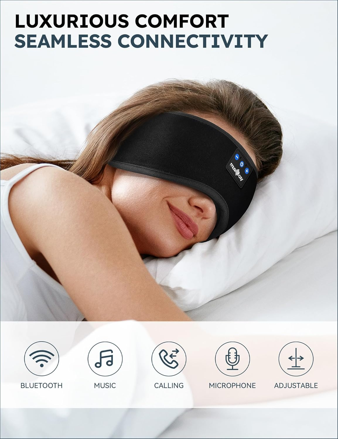 MUSICOZY Sleep Headphones Bluetooth Wireless Sleeping Eye Mask, Office Travel Unisex Gifts Men Women Who Have Everything Top Christmas Cool Tech Gadgets Unique Mom Dad Her Him Adults Teen Boys Girls