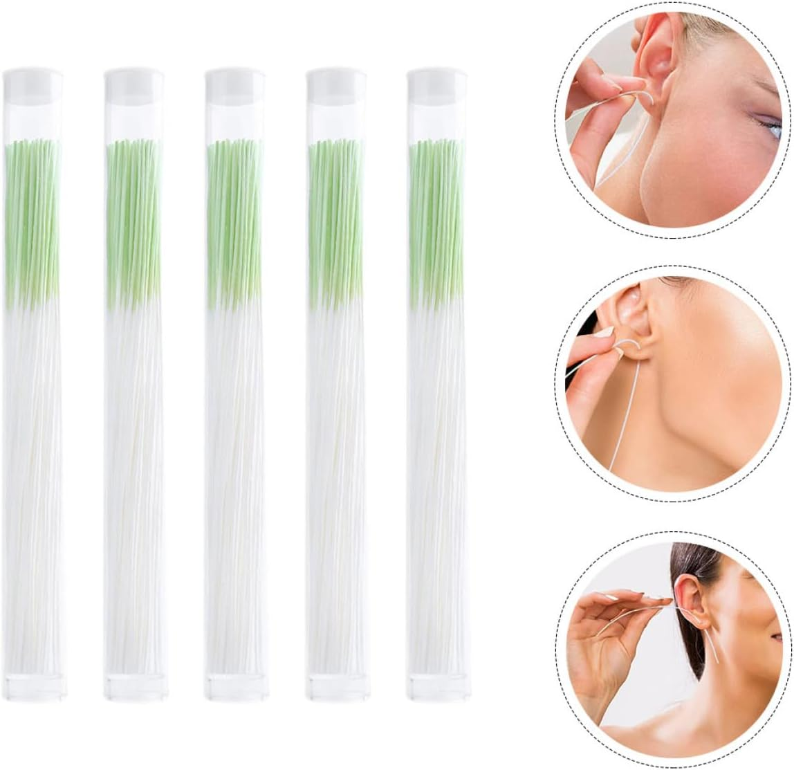 NULYLU 350Pcs Ear Piercing Cleaning Floss Set with 70 Reinforced Green Tubes Disposable Ear Hole Washing Lines for Piercing Aftercare and Daily image number 4