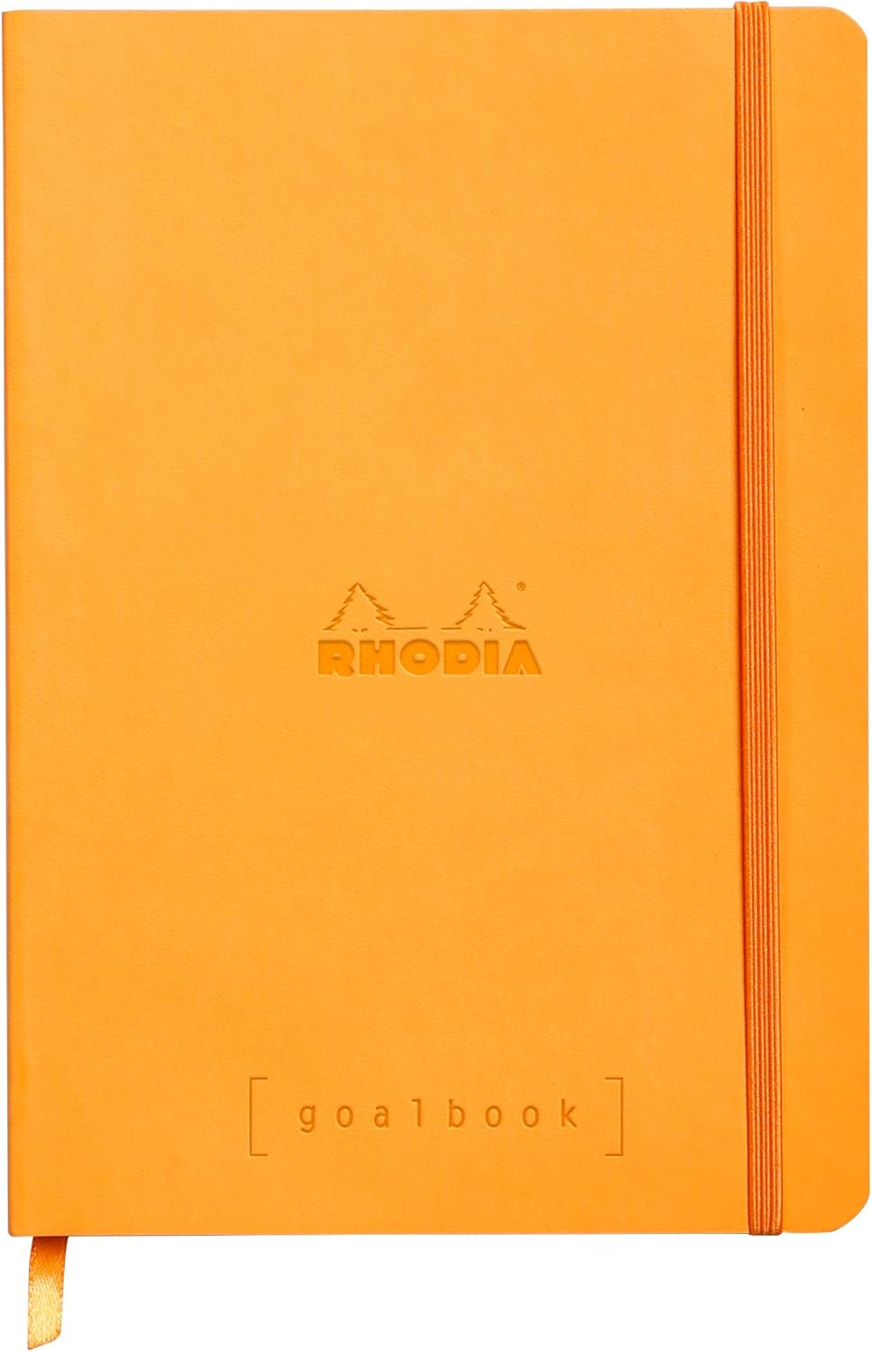 RHODIA 117755C - Soft Notebook Bullet Journal Goalbook Orange - A5 - Dotted Dot - 240 Pages - 90G Ivory Clairefontaine Paper - 2 Ribbons, Elastic Closure - Faux Leather Cover