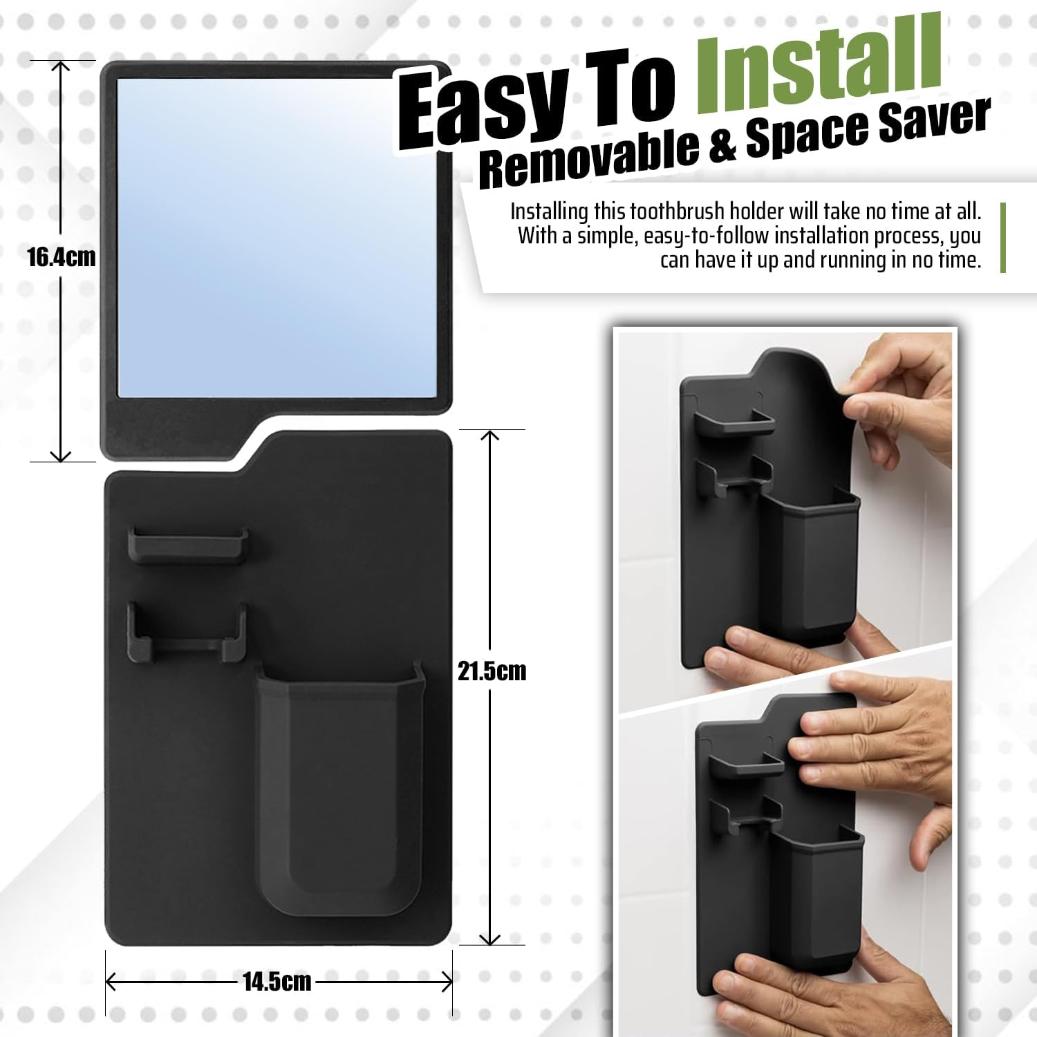 Powerful Suction Shower Mirror with Built-In Razor Hook | Ideal for Travellers, Home, Non Slip Silicone Toiletry Holder - for Shaving - Removable & Reusable, Great Gift image number 1