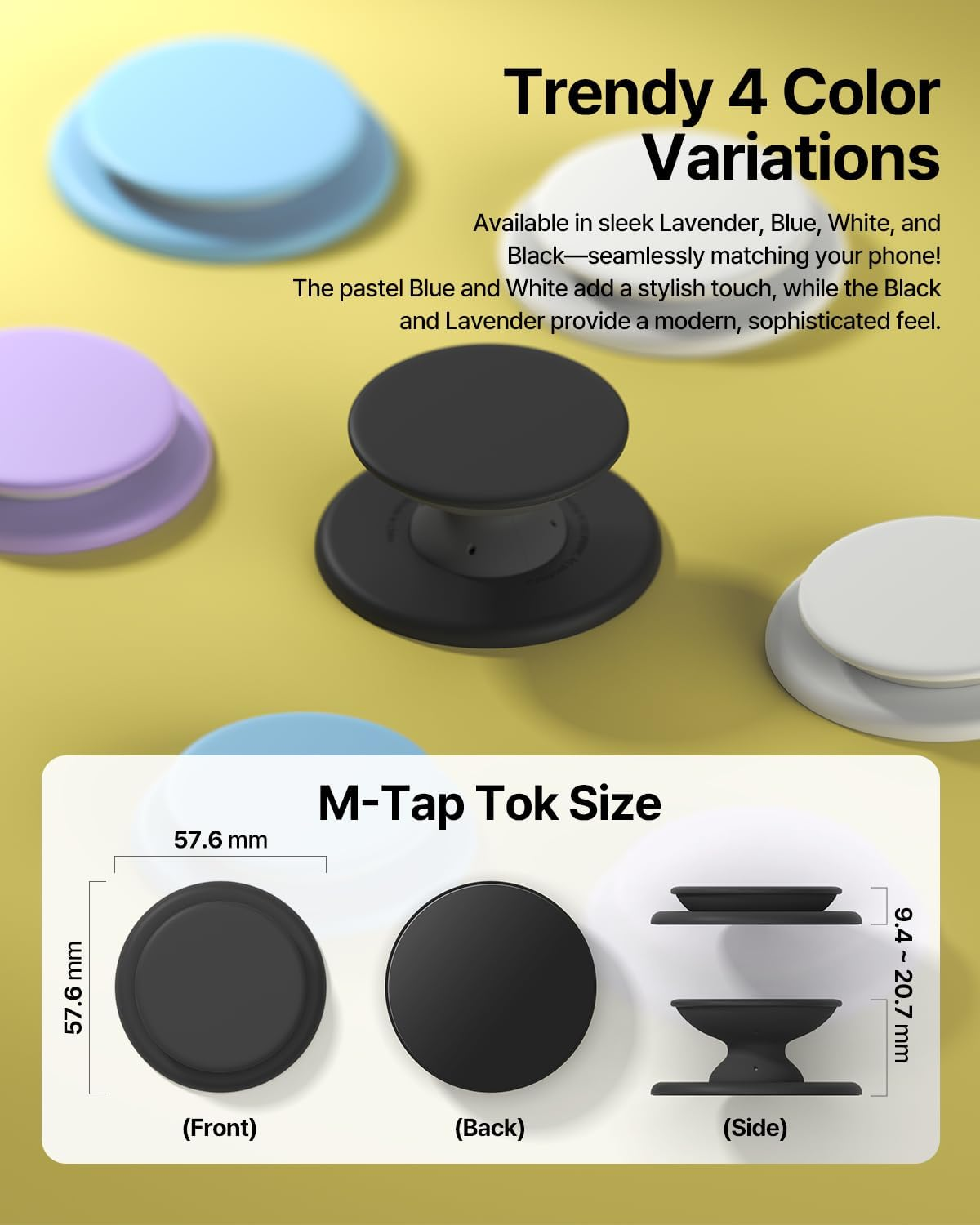 Sinjimoru for Magsafe Phone Grip, Soft Silicone Magnetic Finger Grip for Iphone 17/16/15/14/13, Comfortable One-Touch Holding, M-Tap Tok Black - Blue image number 2