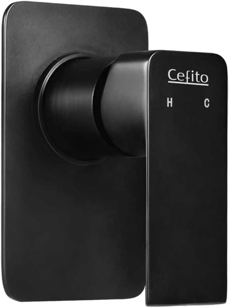 Cefito Shower Tap, Square Mixer Showers Faucet Head Showerhead Tap Bath Accessories Bathroom Toilet Set Kitchen Fixtures Wall, Leak-Resistant Solid Brass Body Black image number 1