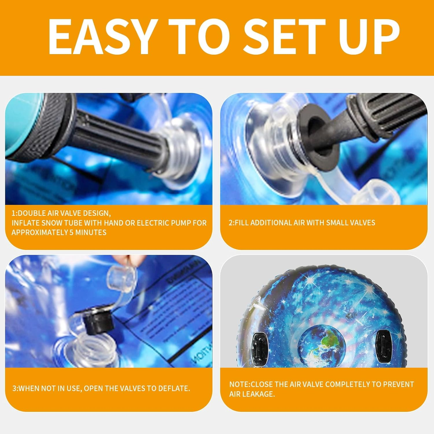 Baiao Inflatable Snow Tube, Inflatable Snow Sled for Kids and Adults, Heavy Duty Snow Tube Snow Toys Winter Outdoor image number 1