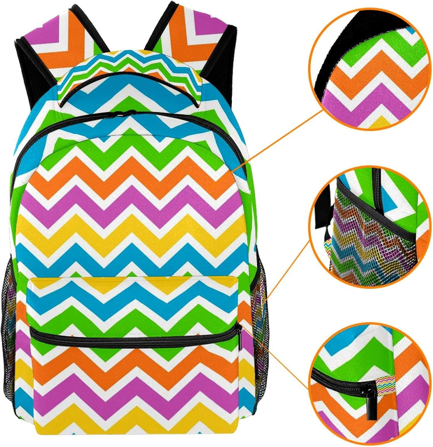 Colorful Zigzags Backpack Students Shoulder Bags Travel Bag College School Tote Backpacks
