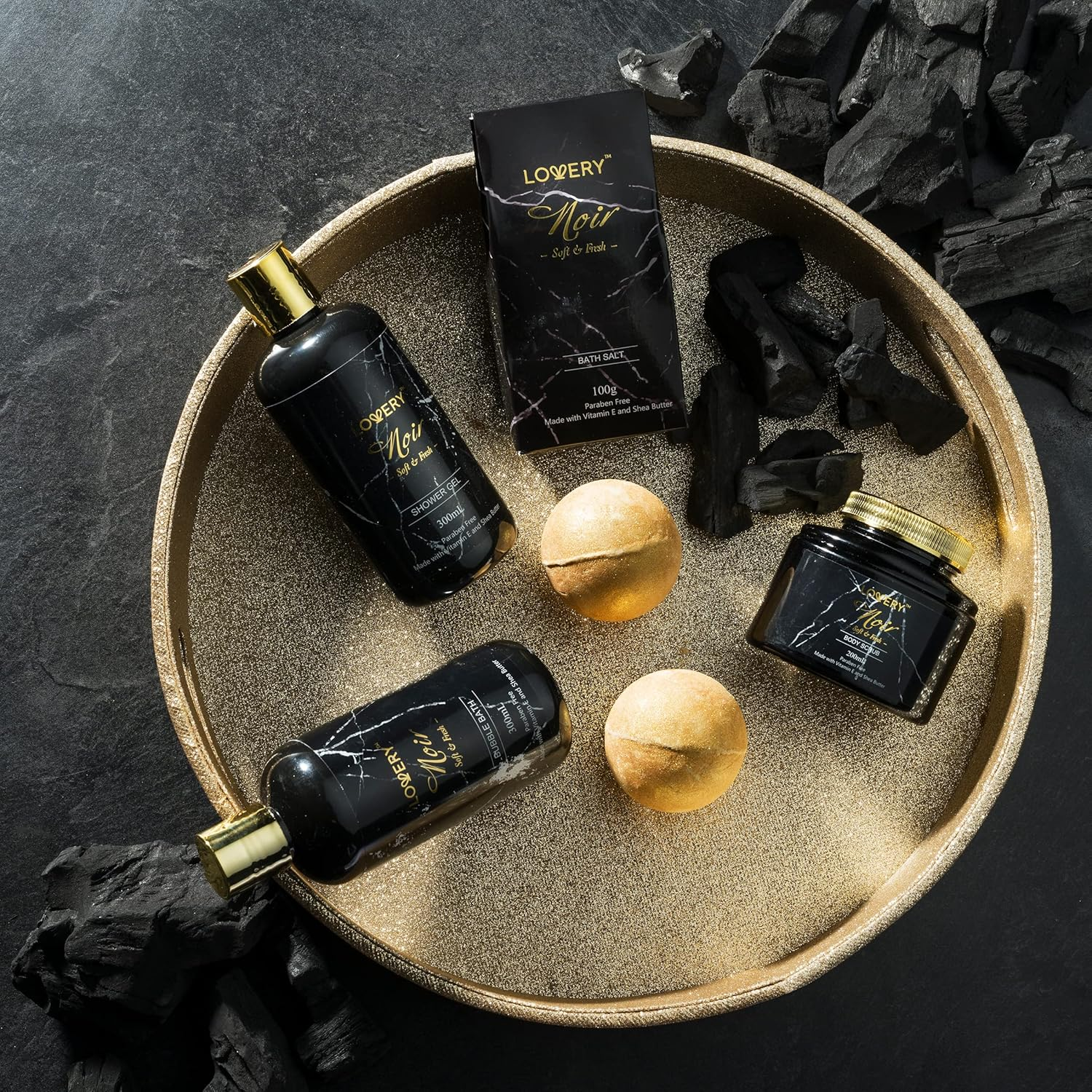 Fathers Day Gifts, Bath Gift Baskets for Men Boyfriend Dad, Noir Mens Spa Gift Baskets Birthday Gifts for Men, Bath and Body Self Care - Bubble Bath, Bath Bombs More, Relaxation & Pampering Set image number 3