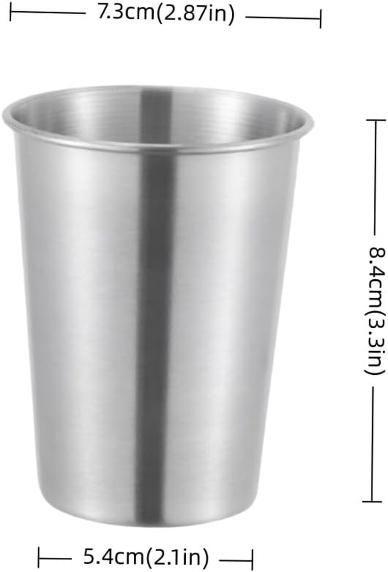 6 Pack Stainless Steel Kids Cups, Children'S Pint Cups, Stackable Metal Cups, Shatterproof Drinking Glasses（230 Millilitres） image number 1