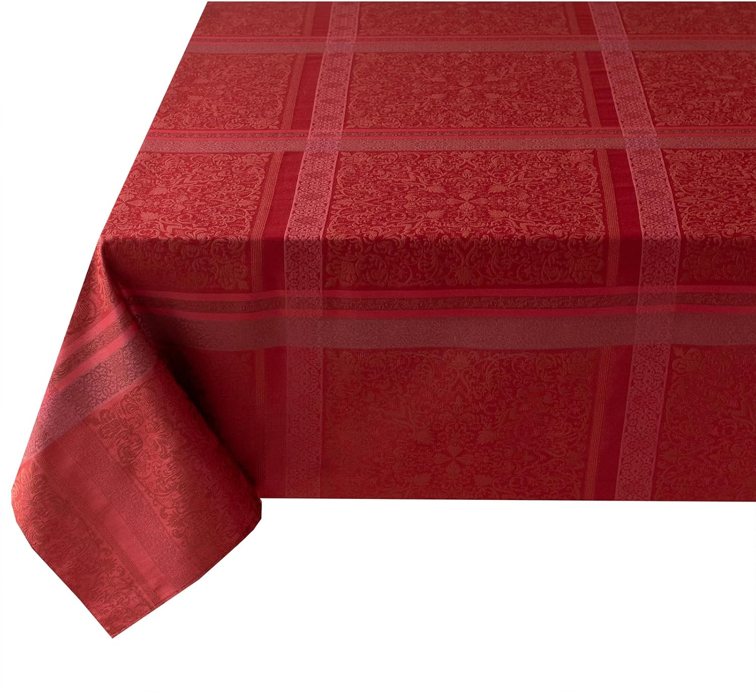 Benson Mills Ravenna Holiday Yarn Dyed Jacquard Fabric Table Cloth, Table Cover, Holiday, Winter and Christmas Tablecloth (60'' X 84'' Rectangular, Ravenna) image number 4