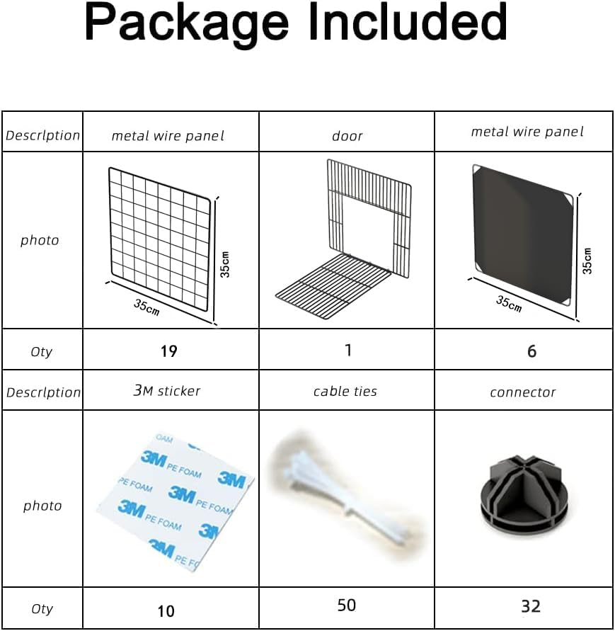 Ricjurzzty Cat Cage, DIY Small Animals Cage Portable Wire Fence with Black Resin Panels for Small Animals Puppies Kitties and Rabbits Yard Fence for Indoor/Outdoor - 41.3X27.6X27.6 Inches image number 1