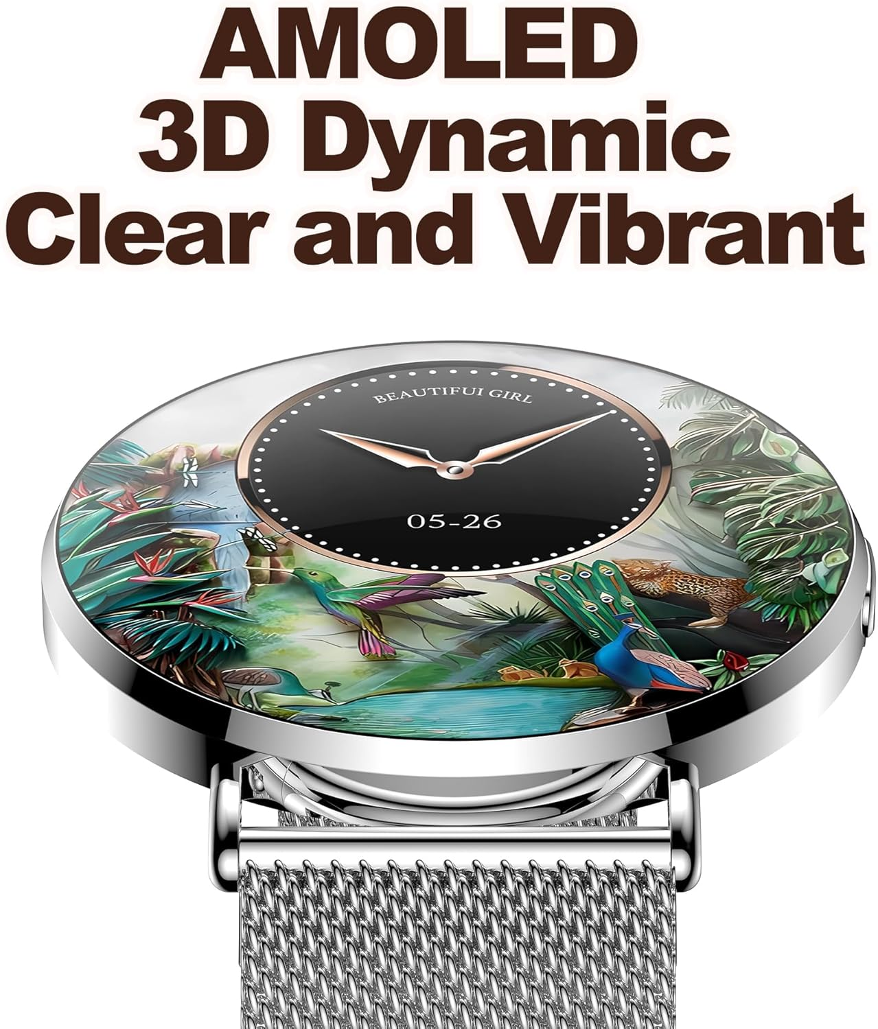 Ultra-Slim Smart Watches for Women(Call/2 Bands/All Metal), 1.32" AMOLED Ultra-Clear Screen Fitness Tracker with Spo2/Heart Rate/Sleep Tracking,Waterproof Smart Watch for Iphone/Samsung/Android