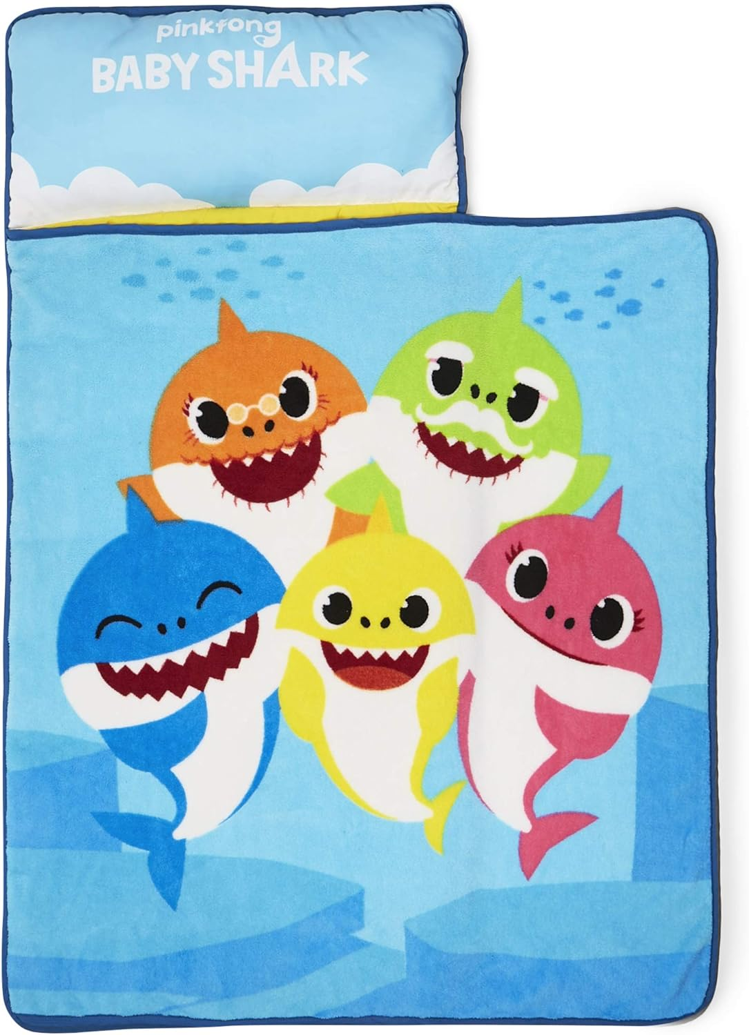 Baby Shark Toddler Nap Mat - Includes Pillow and Fleece Blanket &ndash; Great for Boys and Girls Napping at Daycare, Preschool, or Kindergarten - Fits Sleeping Toddlers and Young Children image number 1