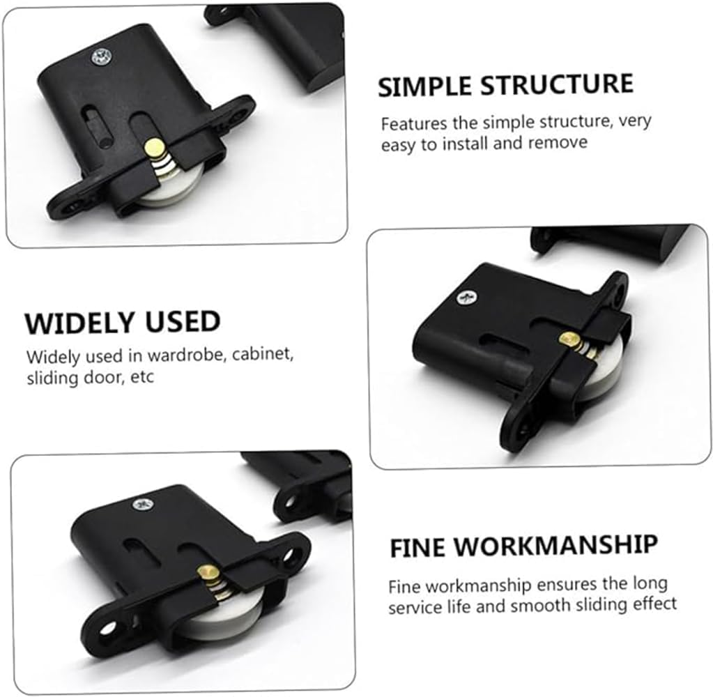 4 Pcs Sliding Door Rollers Wheels Replacement Accessories Furniture Door Roller Set Sliding Door Rollers Wheels Cabinet Pulley Accessories Hardware Supplies for Sliding Doors and Windows (Black) image number 1