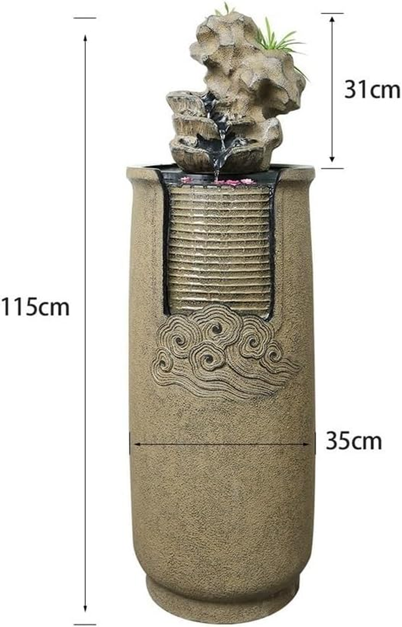 Outdoor Fountain 115Cm Garden Waterfall Indoor Large Water Feature Independent Fountain Used for Courtyard Terrace Porch Home Decoration
