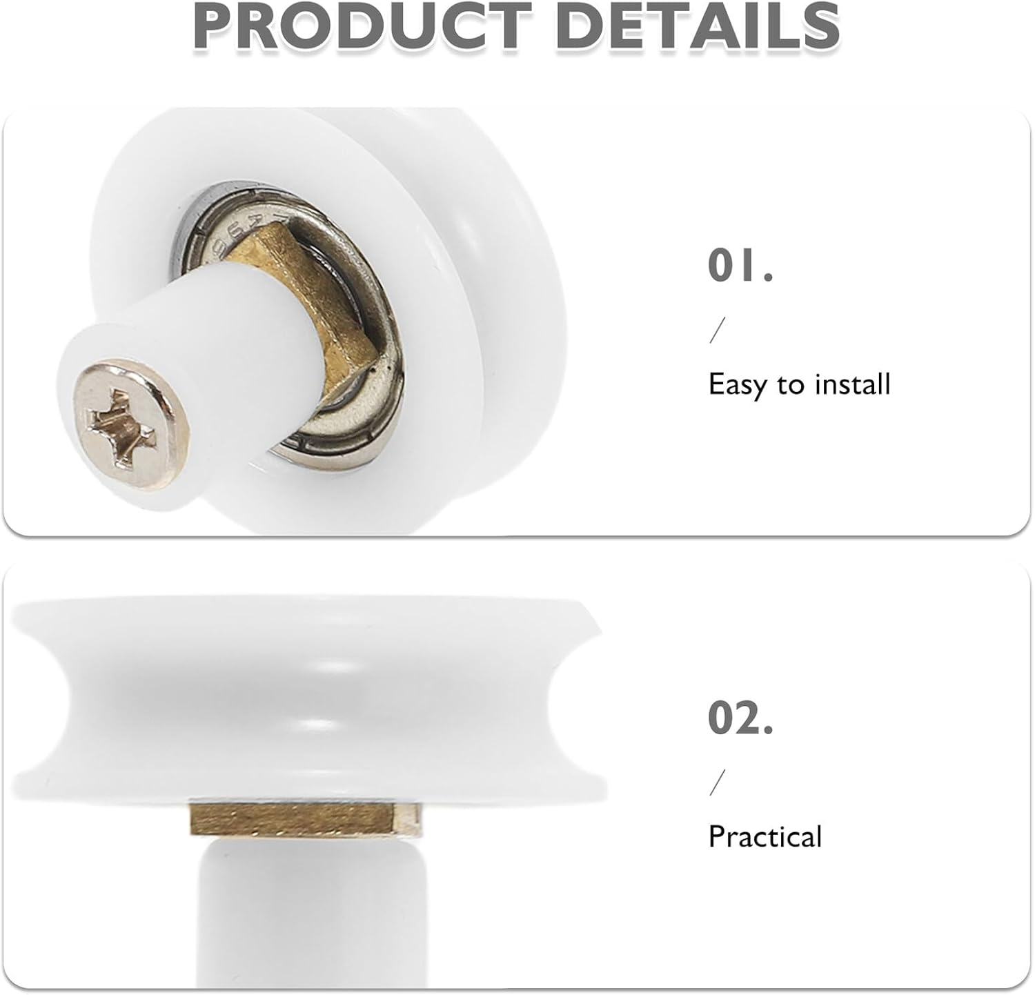 COHEALI 4Pcs Shower Sliding Door Rollers Replacement Kit Glass Door Wheel Pulleys for Smooth Sliding Fit Shower Roller Wheels Hardware Accessories image number 2