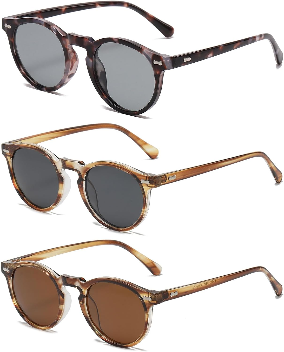 LJCZKA Small Retro round Polarized Sunglasses for Women Men, Vintage Polarised Sunglasses Classic Trendy Shades UV400 Protection image number 1