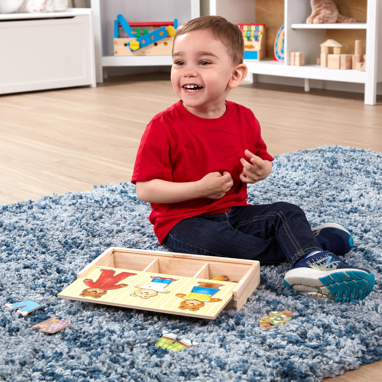 Melissa & Doug Wooden Bear Family Dress-Up Puzzle | Puzzles | Wooden Toy | 3+ | Boy or Girl image number 3