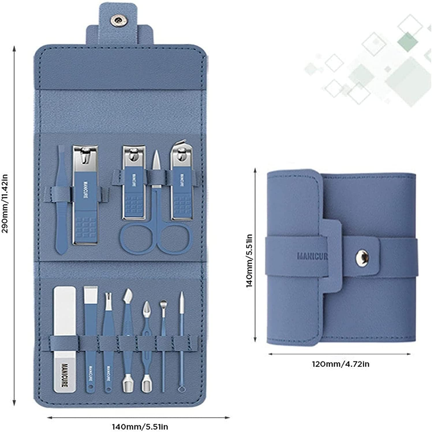 12/16-Pieces Manicure Pedicure Kit Gift Set, High Precision Stainless Steel Nail Clippers Set Beauty Set for Hand Eyebrows Ears Foot Care with Portable Stylish Case (12In1, Yellow) image number 3