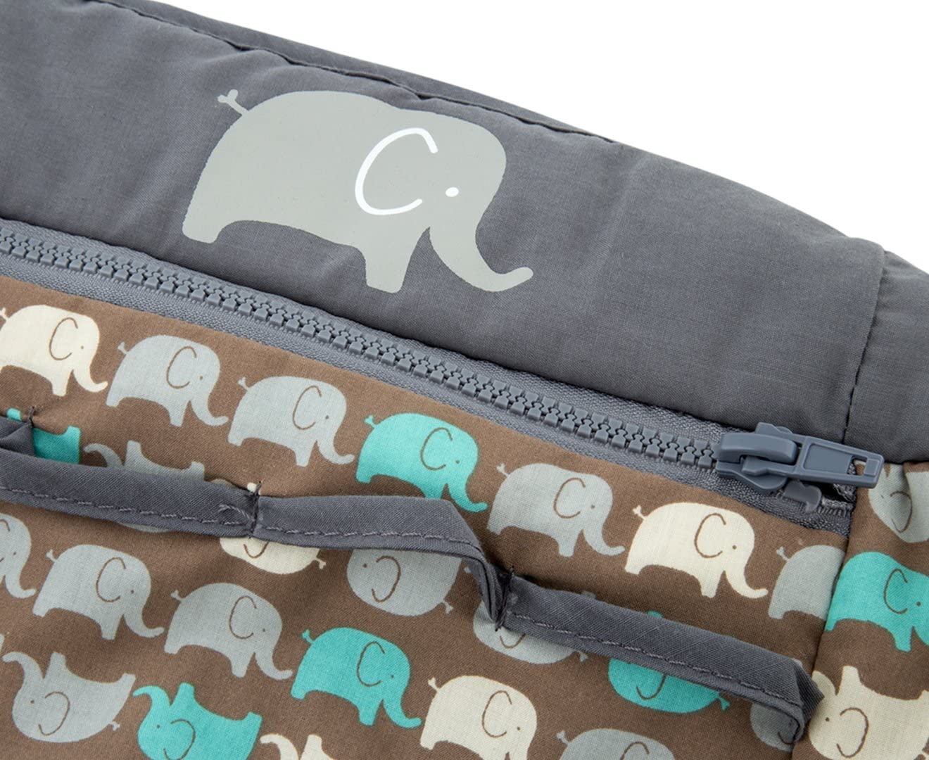 Playette Shopping Trolley and High Chair Cover &ndash; Elephant Print, Foldable with Toy Loops, Adjustable Straps, Multi-Use Baby Seat Cover image number 2