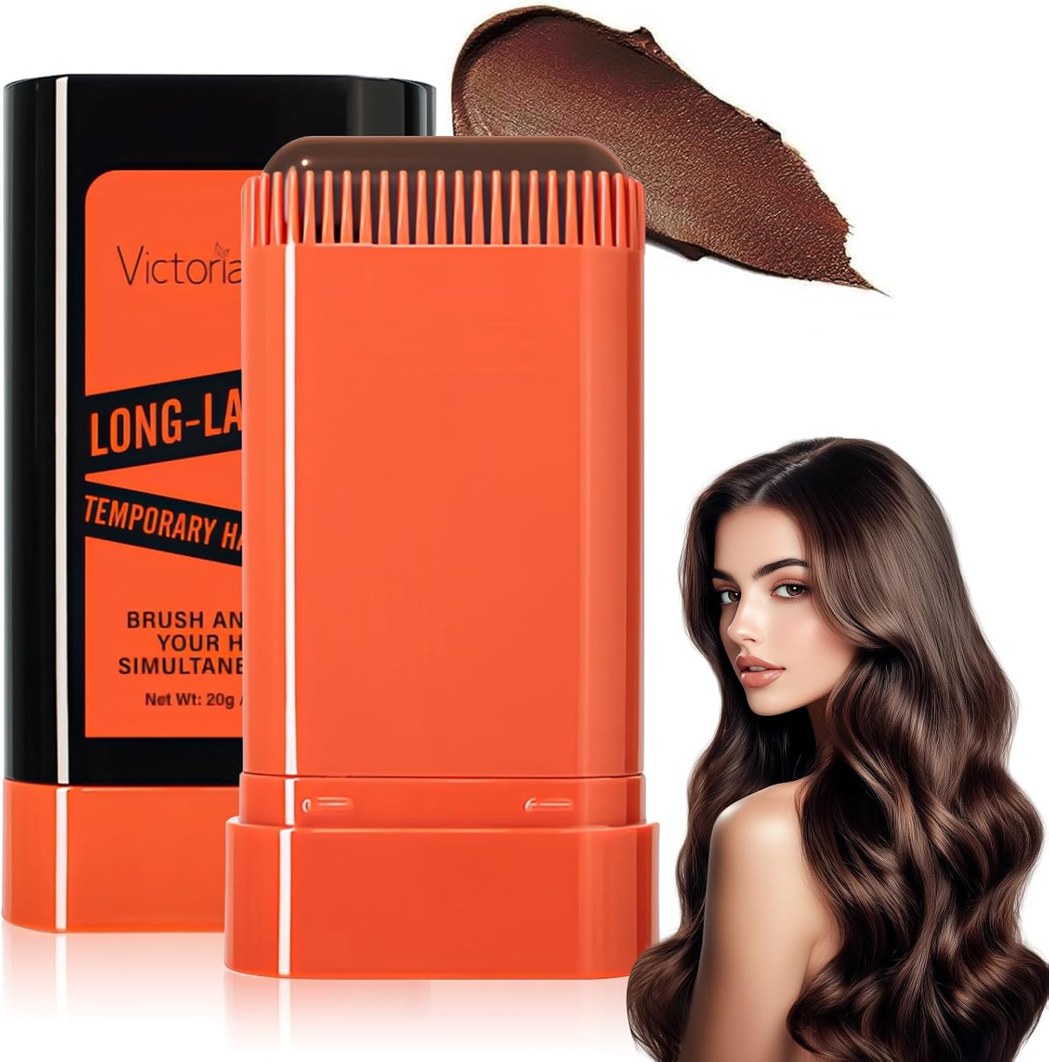 Hair Dye Stick with Comb Hair Color Stick 2-In-1 Hairdye Combstick Portable Hair Dye Comb for Gray Hair Coverage Temporary Hair Touch up Pen for Women & Men Roots Hairline Shading (Black)