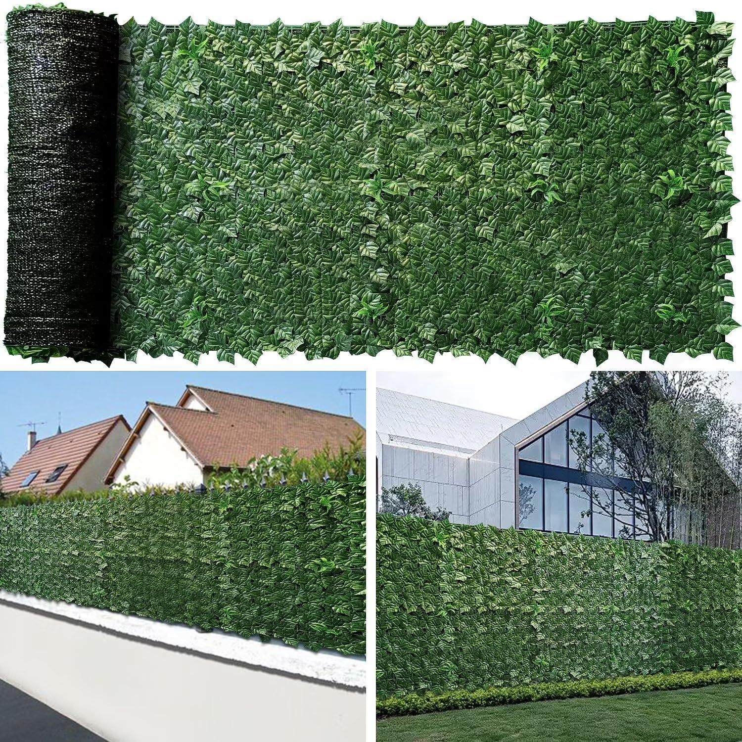 Artificial Ivy Privacy Screen for Fence, 1 * 3M Strengthened Joint Prevent Leaves Falling Off, Faux Hedge Panels Greenery Vines (Green Maple Leaf B) image number 4