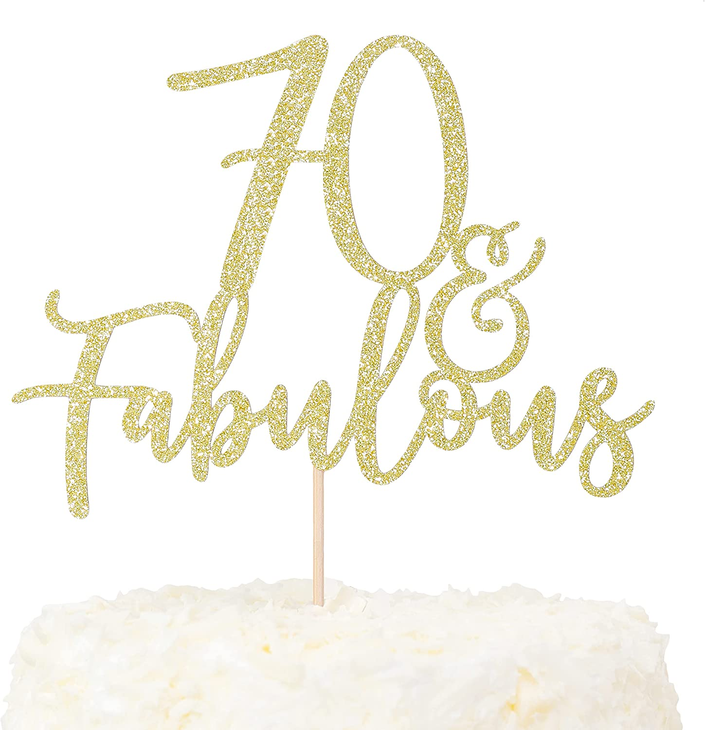 LOVENJOY 60 and Fabulous Cake Topper Gold Glitter for 60Th Birthday Party Cake Decoration Glittery image number 6