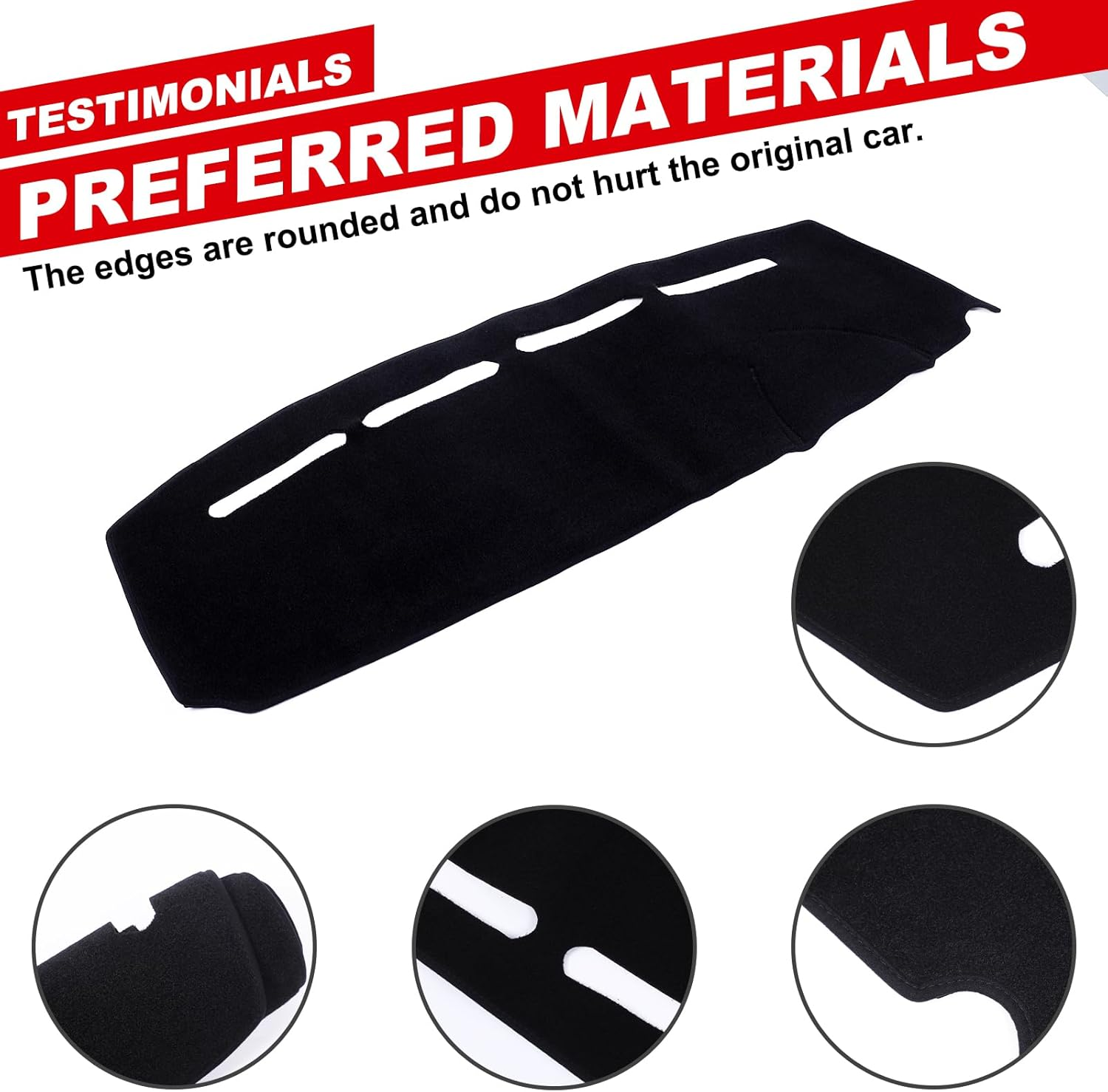 Yinaniutos Dash Mat Compatible with Fiat 500 2008-2023 Accessories | Polyester Fiber Dashboard Cover Sunshade Pad | RHD Version (Black) image number 1