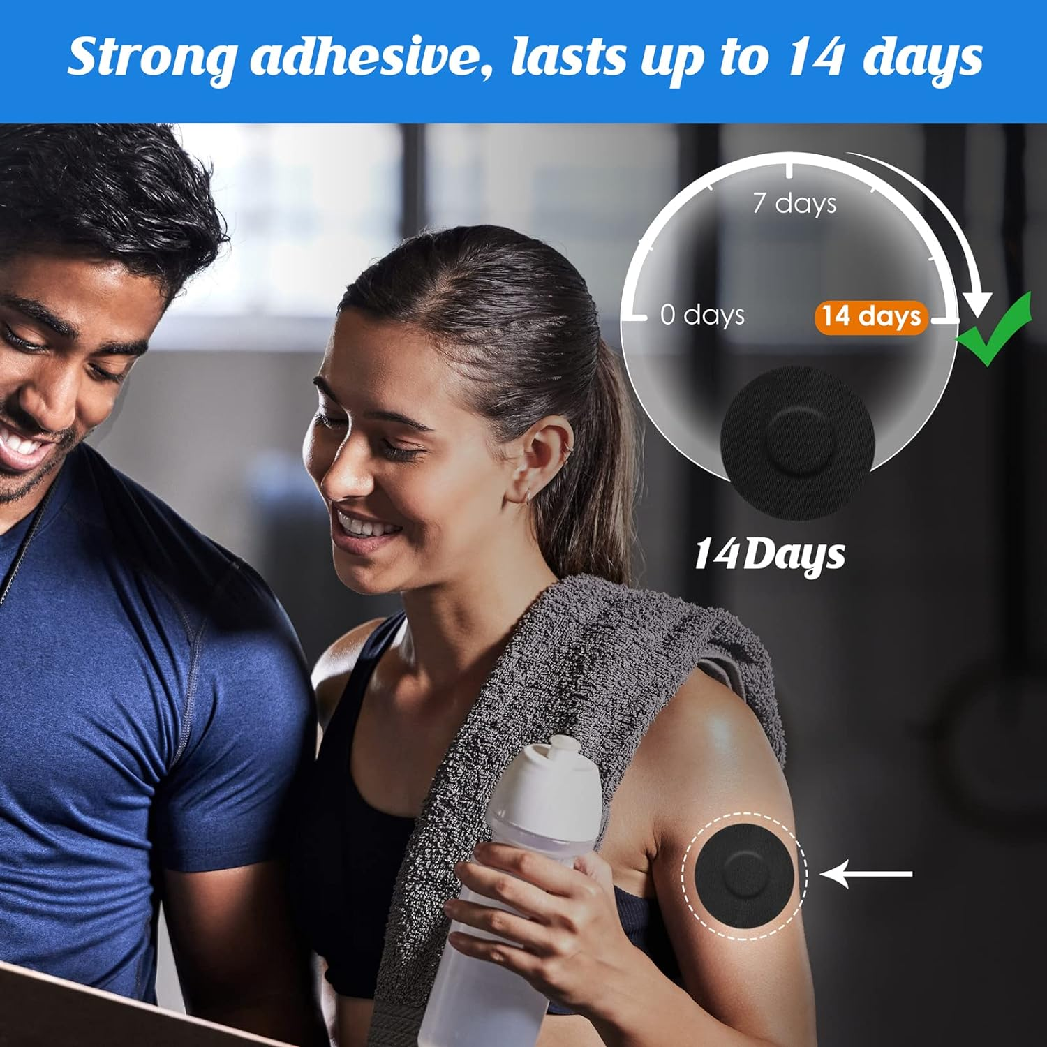 YOUSHARES Continuous Glucose Monitor Patch for Freestyle Libre 2, 20 Packs Libre 2 CGM Sensor Patches Waterproof Adhesive Patches Diabetic Sensor Covers Easy to Use Pre-Cut Adhesive Tape(Black) image number 2