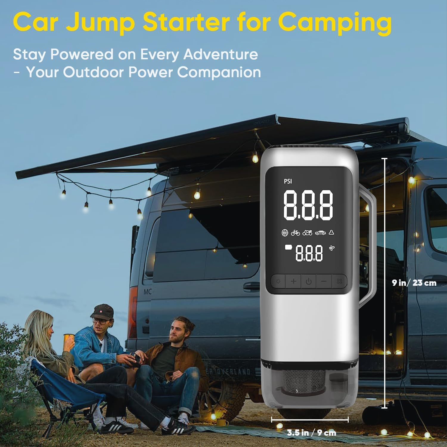 1500A Car Jump Starter, Portable Jump Box, with 150PSI Inflator, Vacuum Cleaner & Pressure Gauge, 8000Mah Power Bank, 5V/2A USB Output, Jumper Cables, LED Light, for Emergencies, Road Trips, Camping image number 1