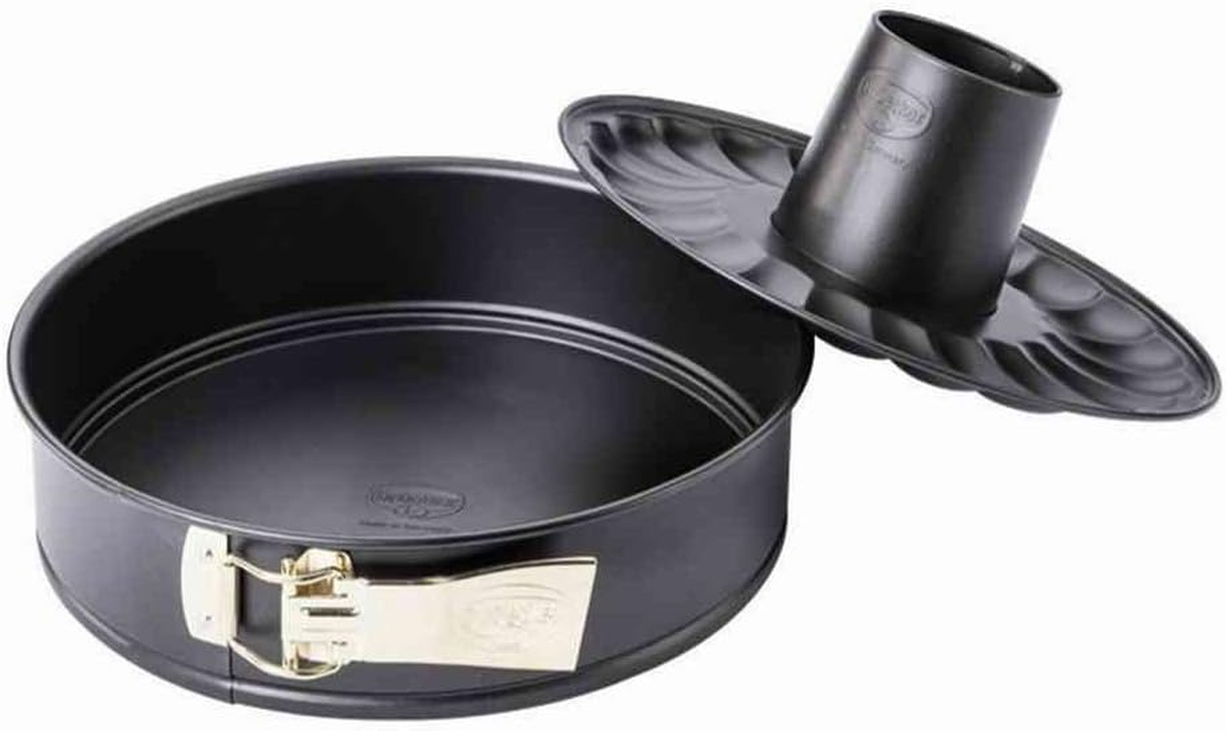 Dr. Oetker Springform Cake Tin with Flat Base and Tube Base Diameter 20 Cm, Cake Tin with Flat Base, round Baking Tin Made of Steel with Non-Stick Coating (Colour: Black), Quantity: 1 Piece