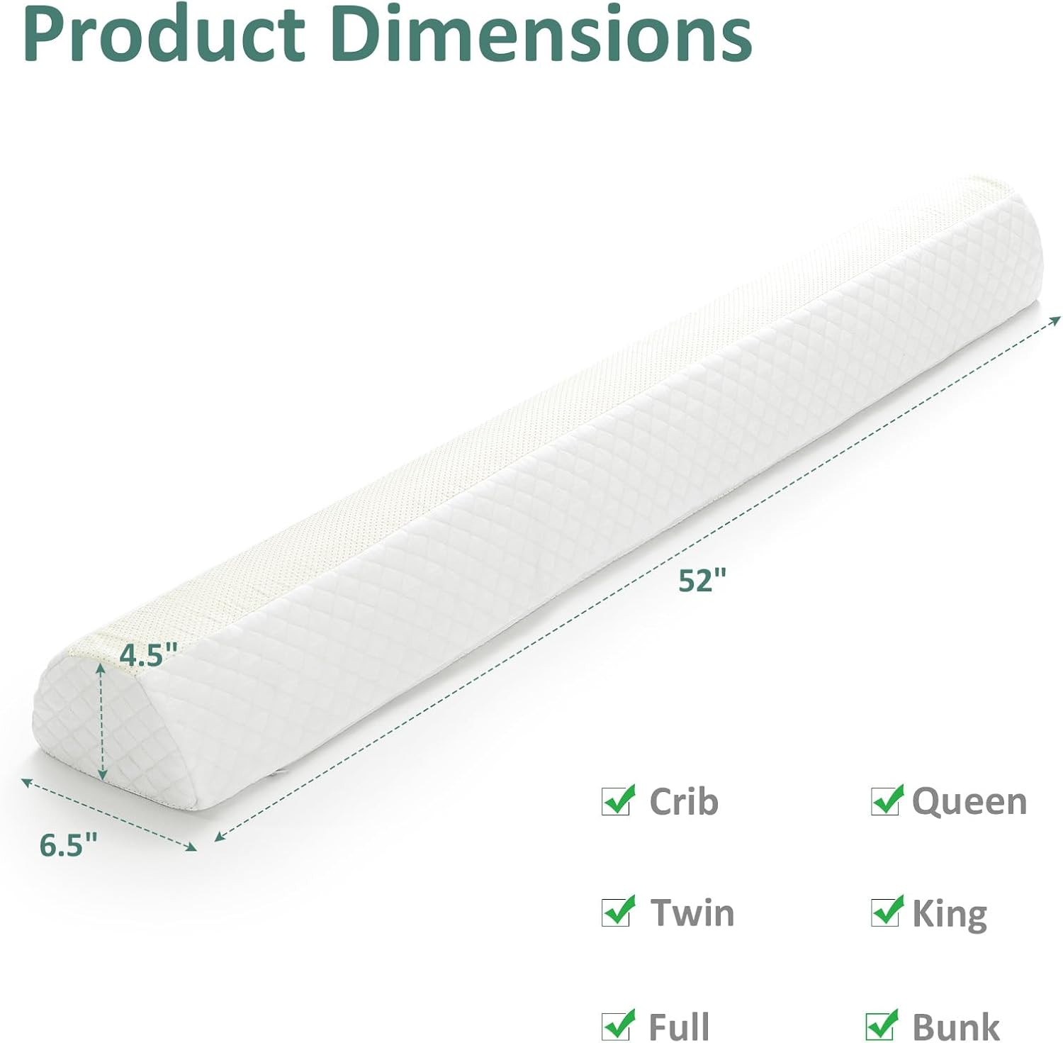 Toddler Bed Rail Bumpers [2 Pack] Safety Sleep Bedside Rail Guard for Toddlers & Kids & Baby | Memory Foam Long Pillow Pads with Non-Slip Machine Washable Cover by Shinnwa image number 5