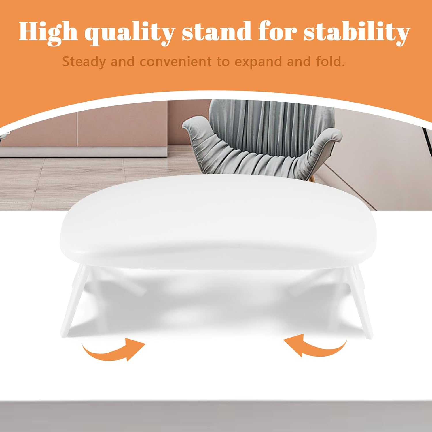 Huakaile Plastic Arm Rest for Nails Tech White, Foldable Manicure Hand Rest Stand Holder, Professional Nail Art Hand Pillow for Clients Table Desk Station Salon Supplies Accessories image number 6