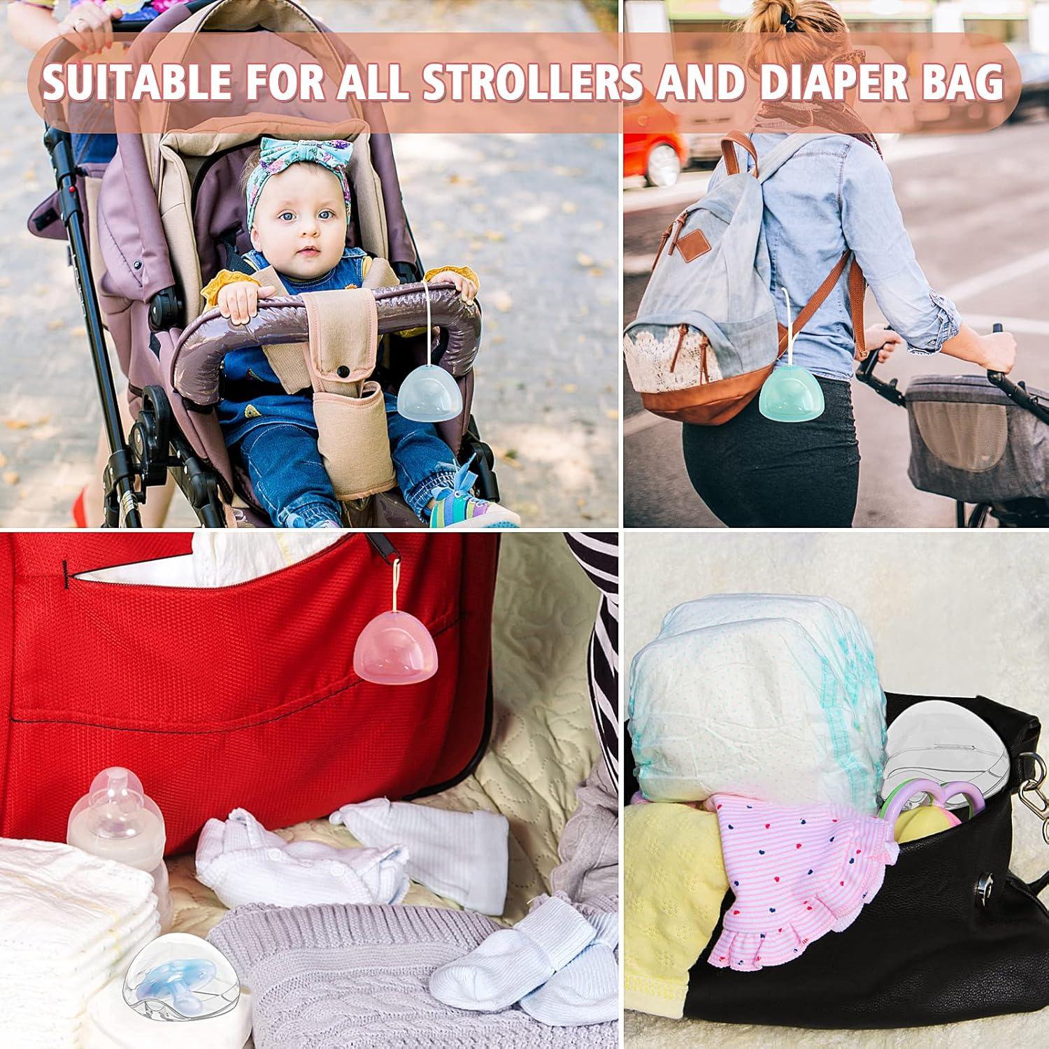 Smlpuame Pacifier Case,4 Pack BPA Free Pacifier Holder Case,Transparent Container Box for Baby Binky（Not Included,Essential Pacifier Accessories,Alway Keep Paci Clean,Easy to Clean(Pink) image number 3