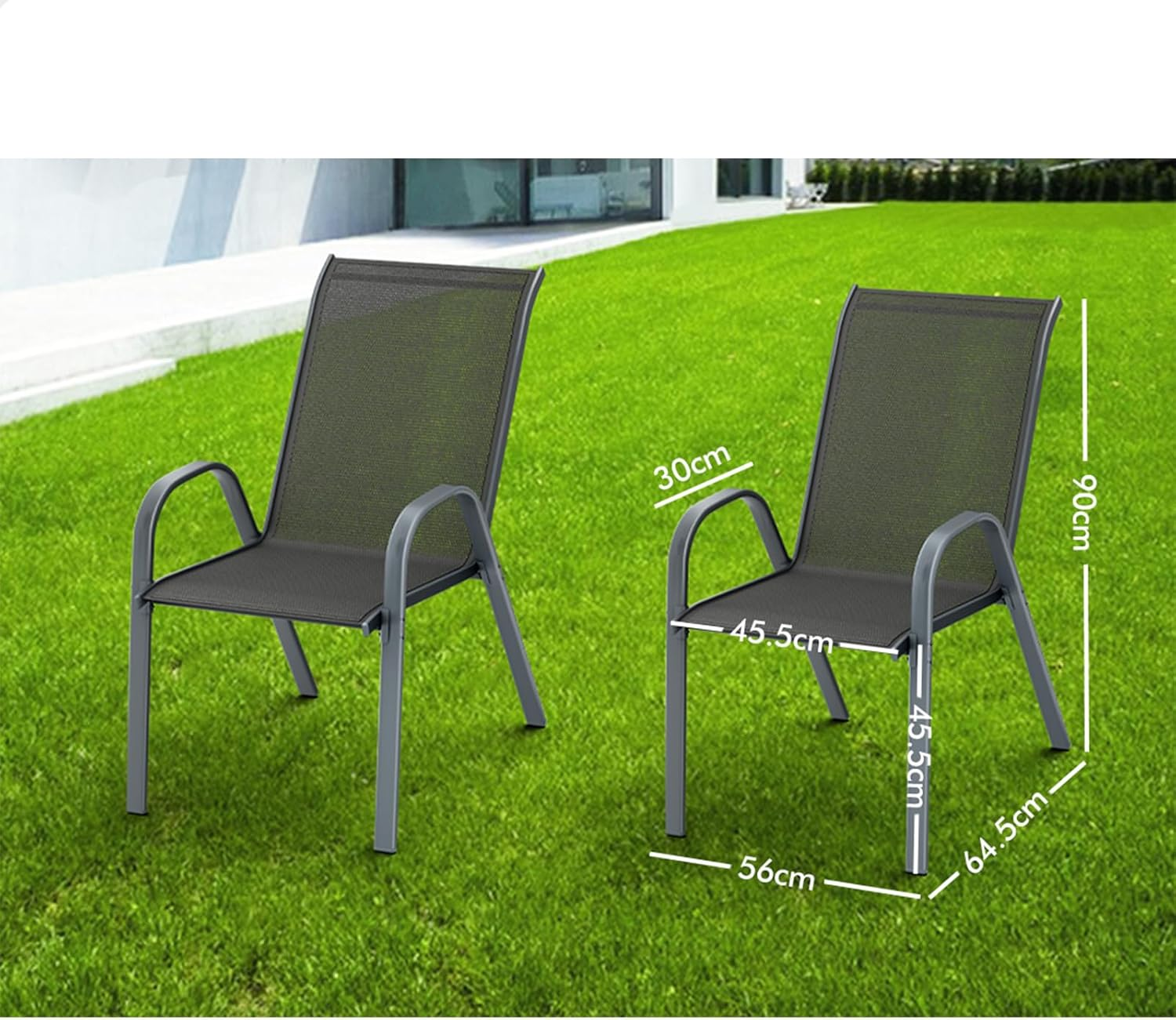 ALFORDSON Outdoor Patio Bistro Chairs 2 Pcs Uv-Resistant PE Wicker, 2X Stackable Outdoor Lounge Chairs with Metal Frame for Conversation Set Coffee Table, Grey image number 3