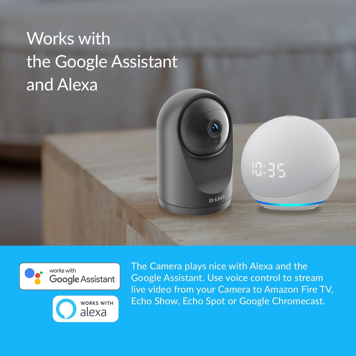D-Link DCS-6500LHV2 Full HD Pan & Tilt Wi-Fi Camera, Dog/Pet Camera, Motion Tracking, Indoor Camera, Wifi Camera, IR Night Vision, WPA3&trade; Encryption,Sd&Cloud, Supports Google/Alexa to Keep Homes Secure image number 3