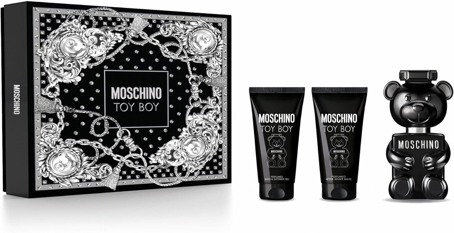 Moschino Toy Boy by Moschino for Men - 3 Pc Gift Set 1.7Oz EDP Spray, Bath and Shower Gel, after Shave Balm