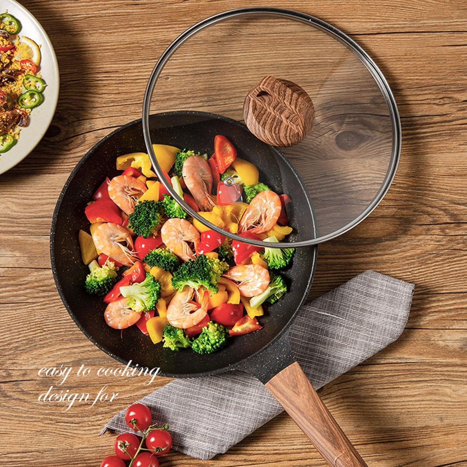 Oolong Nonstick Frying Pan Skillet with Lid,Long Handle,11 Inch Saute Pan,Non Stick Wok Pan with Lid,Kitchen Cooking Pans Compatible with All Stovetops,Pfoa Free image number 1