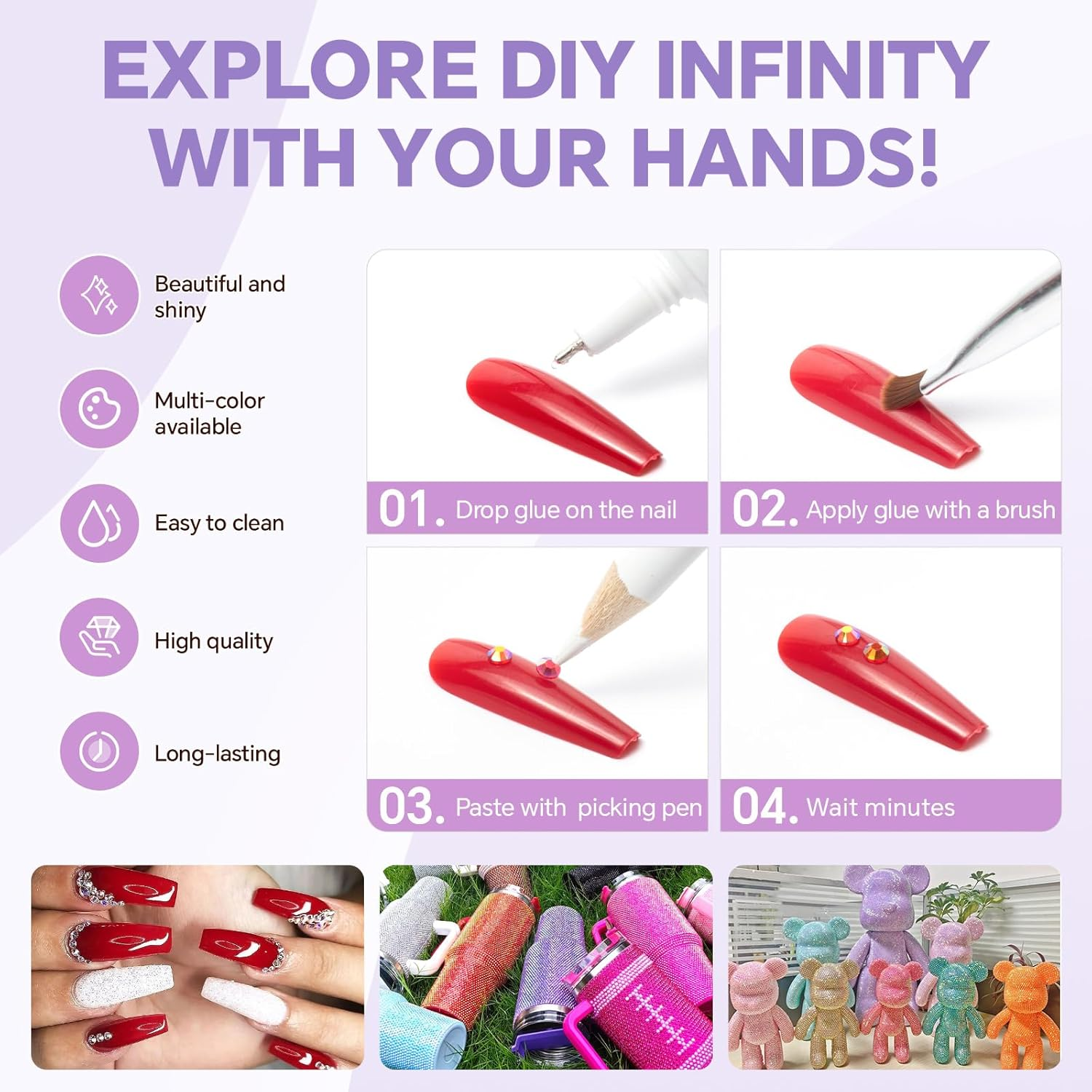 22380Pcs Purple Jelly Rhinestones Kit- Resin Mixed Color Rhinestones for Nail Clothes Shoes Tumblers Decoration Flat Back Round(3Mm,4Mm,5Mm) - 3Mm Christmas image number 7