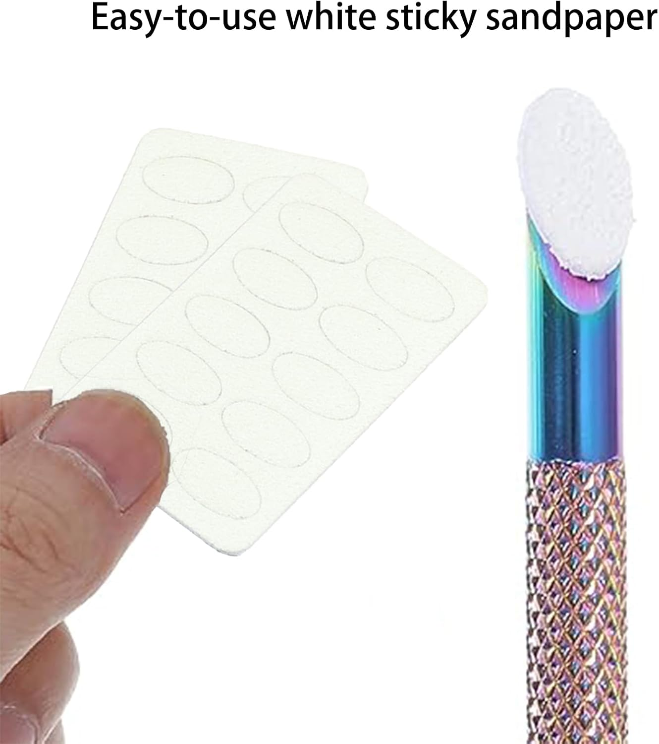 Mashano Cuticle Pusher, Stainless Steel Ring Cuticle Push Dead Skin Fork with 100#/240# and 1 Storage Pouch for Dead Fingernails and Toenails image number 3