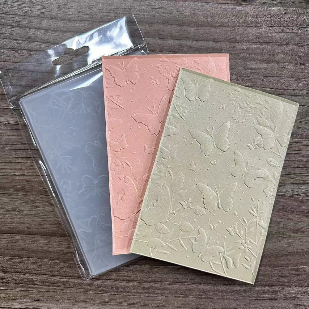 1Pcs 3D Embossing Folders,Textured Flowers Leaves Butterflies Background Embossed Template,Embossing Plates,Plastic Template,For Card Making,Scrapbooking Paper, Photo Album