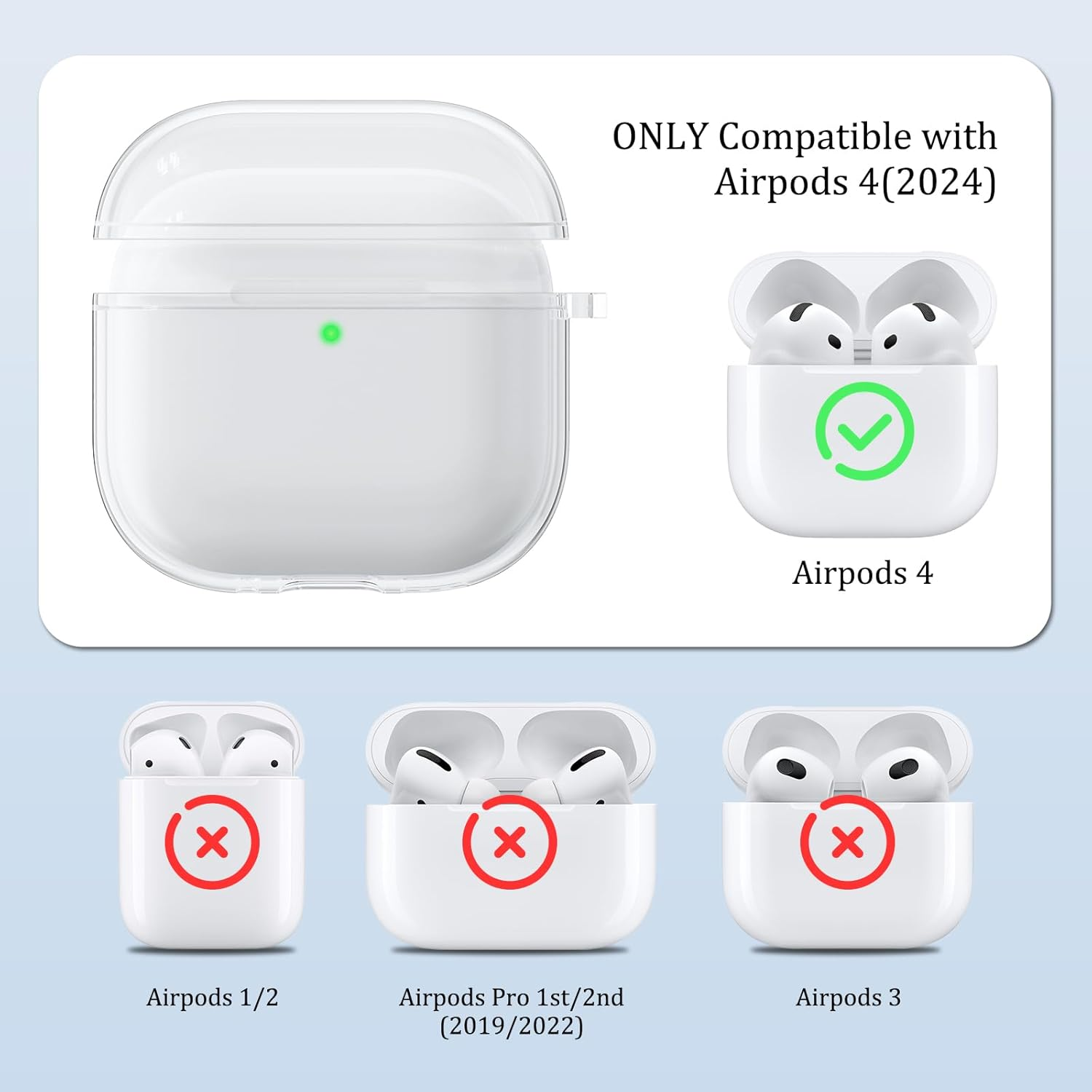 Leonids Case for Apple Airpods 4 Cover, Anti-Scratch TPU Clear Case with Key Chain for Apple Airpods 4(Not Fit for Airpods 3Rd/2Nd/1Th) (Clear) image number 5