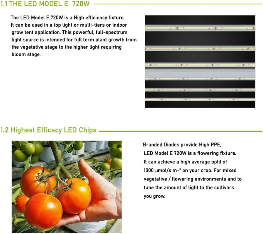 GROZY GR-E 720W LED Grow Light Bar Full Spectrum for Indoor Grow Tent Growing Flowering image number 4